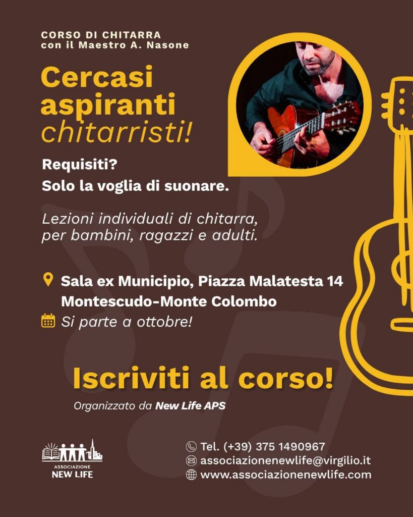 Locandina del corso di chitarra con il Maestro A. Nasone